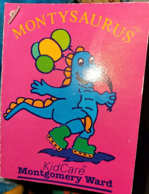 Montysaurus Roller-blading Dinosaur 11" Plush Montgomery Ward Kid Care by Accent Int'l Harvey IL
