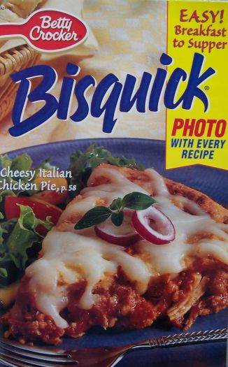 Betty Crocker Bisquick, Easy! Breakfast to Supper [photo with every recipe ] (cover featuring Cheesy Italian Chicken Pie) (General Mills) (Small Format Staple Bound)
