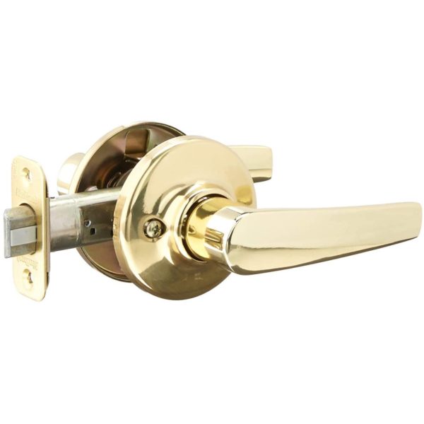 KWIKSET 92001-521 Security Hall/Closet Passage Lever, Polished Brass