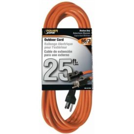 Powerzone OR501625 SJTW Round Medium Duty Extension Cord, 16/3, 25 ft, Double