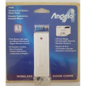 Angelo Wireless Push Button Door Bell 76080 White 150 Foot Range