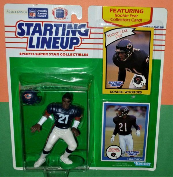 1990 DONNELL WOOLFORD Chicago Bears Rookie NM- sole Starting Lineup + 1989 card