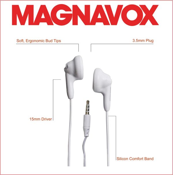 Magnavox MHP4820-WH Gummy Earbuds in Teal Stereo Durable Rubberized Cable