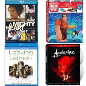 DVD Assorted Movies Blu-ray 4 Pack Fun Gift Bundle: A mighty Heart Blu-ray, 2007, Bilingual Packaging  Ralph Breaks the Internet Limited Edition Filmmaker Gallery & Storybook 4K Ultra HD + Blu-ray + Digital HD  Looking for Lennon  Apocalypse Now 2-Film Set Blu-ray