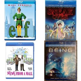 DVD Assorted Movies Blu-ray 4 Pack Fun Gift Bundle: Elf  The Sneak Over Blu-ray +  Combo Pack  Scenes from a Mall  Being Blu-ray