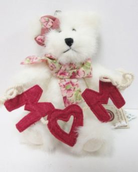 Boyds #562472 "Mom" Mother's Day 6" White Plush Jointed Bear, Ornament
