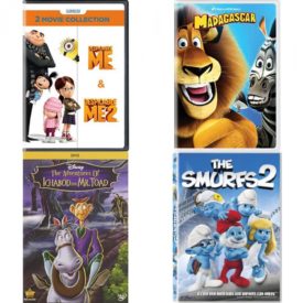 DVD Children's Movies 4 Pack Fun Gift Bundle: Despicable Me: 2-Movie Collection, Madagascar, Adventures of Ichabod & Mr. Toad, The Smurfs 2