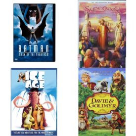 DVD Children's Movies 4 Pack Fun Gift Bundle: Batman - Mask of the Phantasm, Superbook - Paul and the Unknown God, Ice Age (Single-Disc Edition), Dragons - Fire & Ice