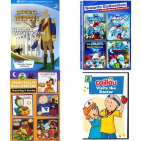 DVD Children's Movies 4 Pack Fun Gift Bundle: George Washington, 4 Movie Collection: The Smurfs / The Smurfs Legend of Smurfy Hollow / The Smurfs A Christmas Carol, Spooktacular Halloween, Caillou: Caillou Visits the Doctor