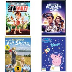 DVD Children's Movies 4 Pack Fun Gift Bundle: THE ANT BULLY MOVIE, Ready Player One, The Adventures Of Tom Sawyer with Bonus Features, Peppa Pig: Stars
