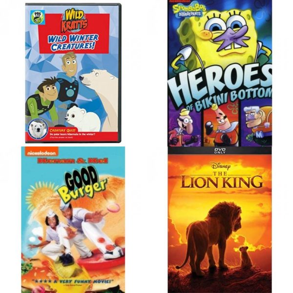 DVD Children's Movies 4 Pack Fun Gift Bundle: Wild Kratts: Wild Winter Creatures!, Heroes of Bikini Bottom, Good Burger, Lion King, The Feature