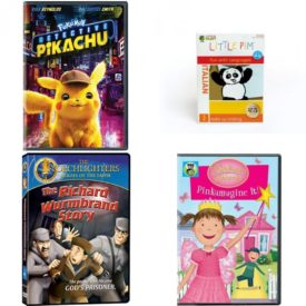 DVD Children's Movies 4 Pack Fun Gift Bundle: Pokemon Detective Pikachu: Special Edition, Wake Up Smiling Italian, Torchlighters: The Richard Wurmbrand Story, Pinkalicious & Peterrific: Pinkamagine It!