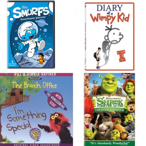 DVD Children's Movies 4 Pack Fun Gift Bundle: Smurfs, The: Smurftastic Journey, Diary of a Wimpy Kid, I'm Something Special, Shrek Forever After the Final Chapter