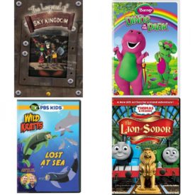DVD Children's Movies 4 Pack Fun Gift Bundle: The Legend of the Sky Kingdom, Barney: Dinos in the Park, Wild Kratts: Lost at Sea, Thomas & Friends: Lion of Sodor