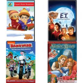 DVD Children's Movies 4 Pack Fun Gift Bundle: Daniel Tigers Neighborhood: Daniels Winter Wonderland, E.T. The Extra-Terrestrial, Barnyard, The Brothers Grimm: Sleeping Beauty/The Two Princesses