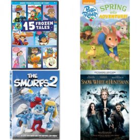 DVD Children's Movies 4 Pack Fun Gift Bundle: PBS Kids: 15 Frozen Tales, Peter Rabbit: Spring Into Adventure, The Smurfs 2, Snow White & the Huntsman