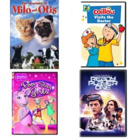 DVD Children's Movies 4 Pack Fun Gift Bundle: The Adventures of Milo and Otis, Caillou: Caillou Visits the Doctor, Angelina Ballerina: Pop Star Girls, Ready Player One