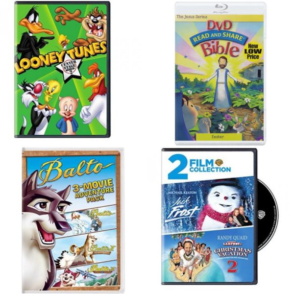DVD Children's Movies 4 Pack Fun Gift Bundle: Looney Tunes Center Stage Vol. 2, Read and Share Bible, Balto 3-Movie Adventure Pack, Jack Frost / National Lampoon's Christmas Vacation 2: Cousin Eddie's Island Adventure