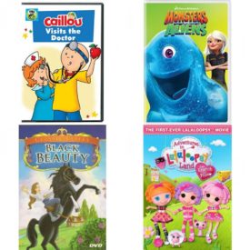 DVD Children's Movies 4 Pack Fun Gift Bundle: Caillou: Caillou Visits the Doctor, Monsters vs. Aliens, Black Beauty, Adventures in Lalaloopsy Land: The Search for Pillow