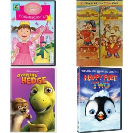 DVD Children's Movies 4 Pack Fun Gift Bundle: Pinkalicious & Peterrific: Pinkamagine It!, An American Tail: 2 Movie Pack, Over the Hedge, Happy Feet Two