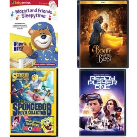 DVD Children's Movies 4 Pack Fun Gift Bundle: Baby Genius Mozart & Sleepytime Friends w/Bonus Music CD, BEAUTY AND THE BEAST, The Spongebob Movie Collection, Ready Player One