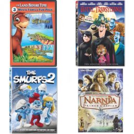 DVD Children's Movies 4 Pack Fun Gift Bundle: The Land Before Time VIII-X 3-Movie Family Fun Pack (The Big Freeze / Journey to Big Water / The Great Longneck Migration), Hotel Transylvania, The Smurfs 2, The Chronicles of Narnia: Prince Caspian