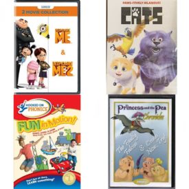 DVD Children's Movies 4 Pack Fun Gift Bundle: Despicable Me: 2-Movie Collection, Cats, Hooked on Phonics: Fun in Motion, Pig Tales: The Faulty Falcon & C'mon Now, Try!