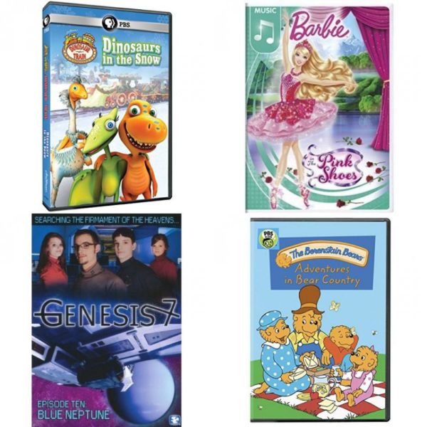 DVD Children's Movies 4 Pack Fun Gift Bundle: Dinosaur Train: Dinosaurs in the Snow, Barbie in The Pink Shoes, Genesis 7: Episode 10: Blue Neptune, Berenstain Bears: Adventures in Bear Country