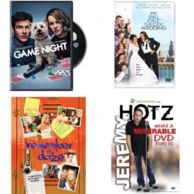 DVD Comedy Movies 4 Pack Fun Gift Bundle: Game Night   My Big Fat Greek Wedding  Remember the Daze  Jeremy Hotz: What a Miserable Dvd This Is