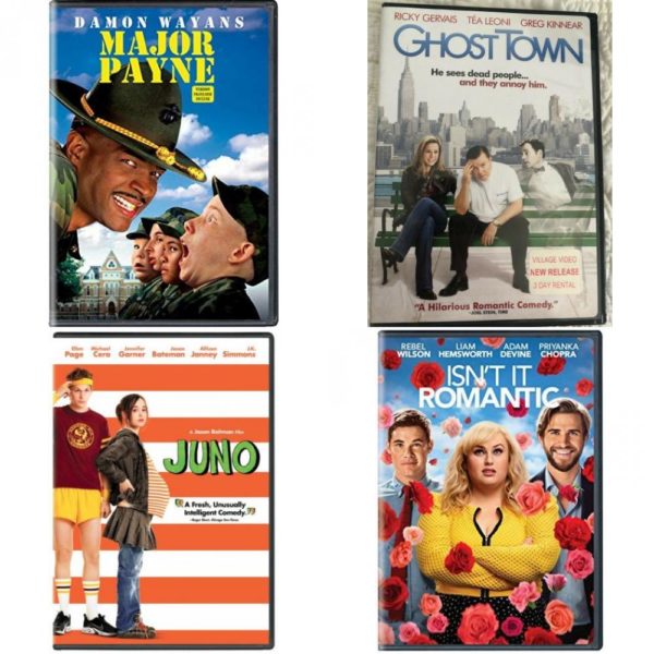 DVD Comedy Movies 4 Pack Fun Gift Bundle: Major Payne  Ghost Town  Juno Single-Disc Edition  Isn't It Romantic