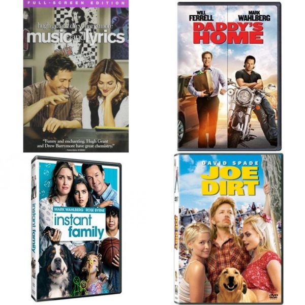 DVD Comedy Movies 4 Pack Fun Gift Bundle: Music and Lyrics  Daddys Home  Instant Family  Joe Dirt