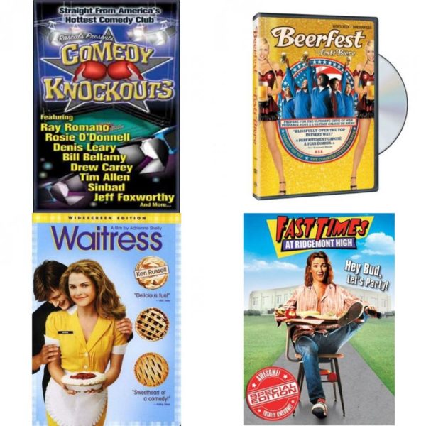 DVD Comedy Movies 4 Pack Fun Gift Bundle: Rascals Presents: Comedy Knockouts  Beerfest  Waitress Widescreen Edition  Fast Times at Ridgemont High