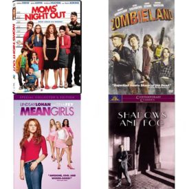 DVD Comedy Movies 4 Pack Fun Gift Bundle: Moms Night Out  Zombieland  Mean Girls  Shadows and Fog