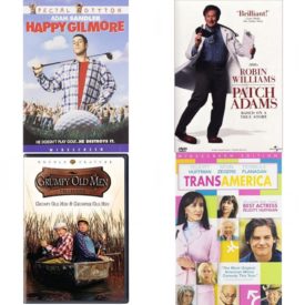 DVD Comedy Movies 4 Pack Fun Gift Bundle: Happy Gilmore  Patch Adams  Grumpy Old Men/Grumpier Old Men Full-Screen Edition  Transamerica Widescreen Edition