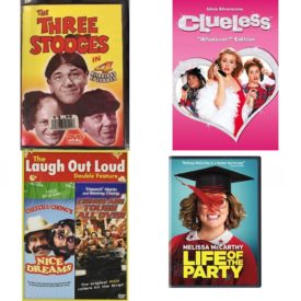 DVD Comedy Movies 4 Pack Fun Gift Bundle: The Three Stooges 4 Hilarious Episodes  Clueless  Cheech & Chong's Nice Dreams / Things Are Tough All over  Life of the Party