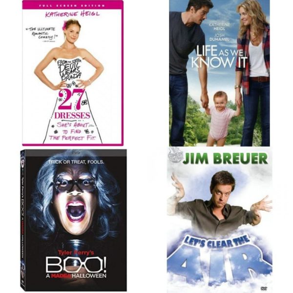 DVD Comedy Movies 4 Pack Fun Gift Bundle: 27 Dresses Full Screen Edition  Life as We Know It  Tyler Perrys Boo! A Madea Halloween  Jim Breuer: Let's Clear The Air