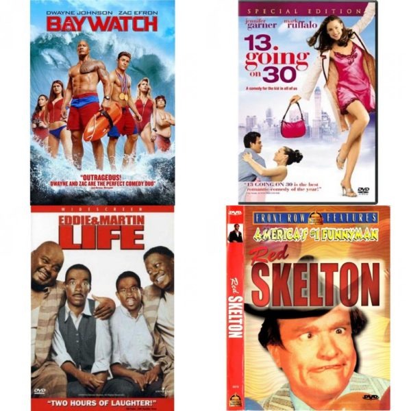DVD Comedy Movies 4 Pack Fun Gift Bundle: Baywatch  13 Going On 30 Special Edition  Eddie & Martin Life  Red Skelton