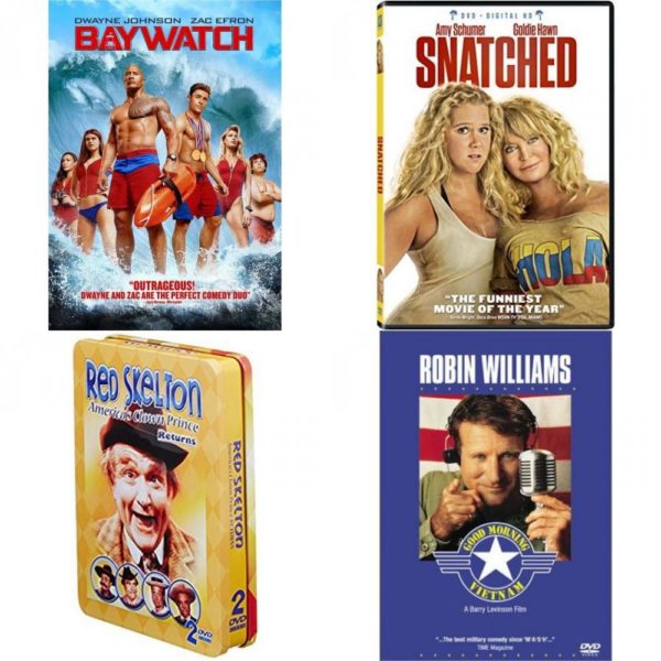 DVD Comedy Movies 4 Pack Fun Gift Bundle: Baywatch  Snatched  Red Skelton Returns  Good Morning, Vietnam