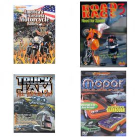 Auto, Truck & Cycle Extreme Stunts & Crashes 4 Pack Fun Gift DVD Bundle: Americas Greatest Motorcycle Rallies  Road Rage Vol. 3 -  Need for Speed  Truck Jam: All Tricked Out  Mopar Madness