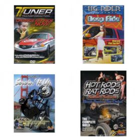 Auto, Truck & Cycle Extreme Stunts & Crashes 4 Pack Fun Gift DVD Bundle: Tuner Transformation: Change My Ride Now  Og Rider: Deep Ride  Servin It Up  Hot Rods, Rat Rods & Kustom Kulture: Back from the Dead - The Complete Build