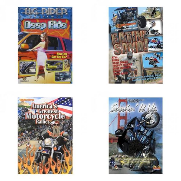 Auto, Truck & Cycle Extreme Stunts & Crashes 4 Pack Fun Gift DVD Bundle: Og Rider: Deep Ride  Eatin Sand!  Americas Greatest Motorcycle Rallies  Servin It Up