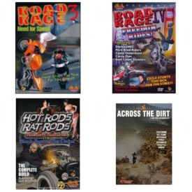 Auto, Truck & Cycle Extreme Stunts & Crashes 4 Pack Fun Gift DVD Bundle: Road Rage Vol. 3 -  Need for Speed  Road Rage, Vol. 4: Freedom Rides  Hot Rods, Rat Rods & Kustom Kulture: Back from the Dead - The Complete Build  Across the Dirt: A Dirt Bike Documentary