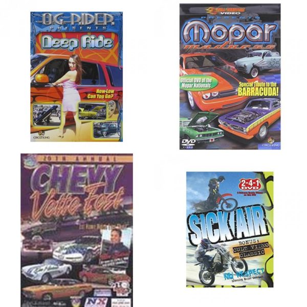 Auto, Truck & Cycle Extreme Stunts & Crashes 4 Pack Fun Gift DVD Bundle: Og Rider: Deep Ride  Mopar Madness  20th Annual Chevy Vette Fest  Sick Air