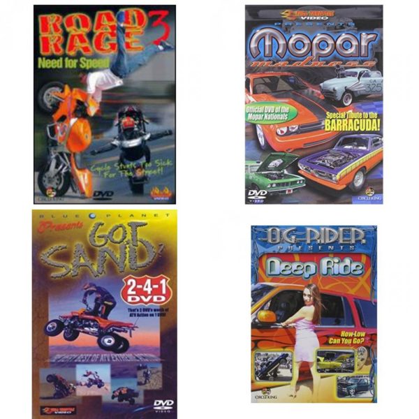 Auto, Truck & Cycle Extreme Stunts & Crashes 4 Pack Fun Gift DVD Bundle: Road Rage Vol. 3 -  Need for Speed  Mopar Madness  Got Sand? by Blue Planet  Og Rider: Deep Ride