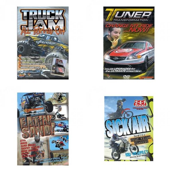 Auto, Truck & Cycle Extreme Stunts & Crashes 4 Pack Fun Gift DVD Bundle: Truck Jam: All Tricked Out  Tuner Transformation: Change My Ride Now  Eatin Sand!  Sick Air
