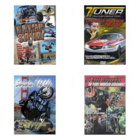 Auto, Truck & Cycle Extreme Stunts & Crashes 4 Pack Fun Gift DVD Bundle: Eatin Sand!  Tuner Transformation: Change My Ride Now  Servin It Up  Off-Road Impossible: The Perry Mountain Assignment