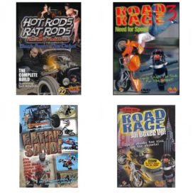 Auto, Truck & Cycle Extreme Stunts & Crashes 4 Pack Fun Gift DVD Bundle: Hot Rods, Rat Rods & Kustom Kulture: Back from the Dead - The Complete Build  Road Rage Vol. 3 -  Need for Speed  Eatin Sand!  Road Rage: All Boxed Up Vols. 1-3