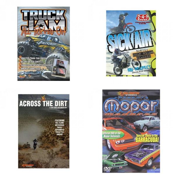 Auto, Truck & Cycle Extreme Stunts & Crashes 4 Pack Fun Gift DVD Bundle: Truck Jam: All Tricked Out  Sick Air  Across the Dirt: A Dirt Bike Documentary  Mopar Madness