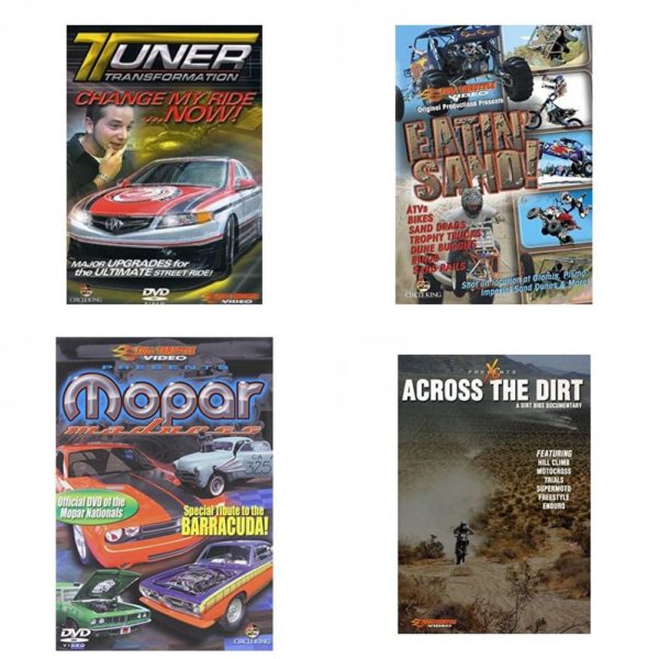 Auto, Truck & Cycle Extreme Stunts & Crashes 4 Pack Fun Gift DVD Bundle: Tuner Transformation: Change My Ride Now  Eatin Sand!  Mopar Madness  Across the Dirt: A Dirt Bike Documentary