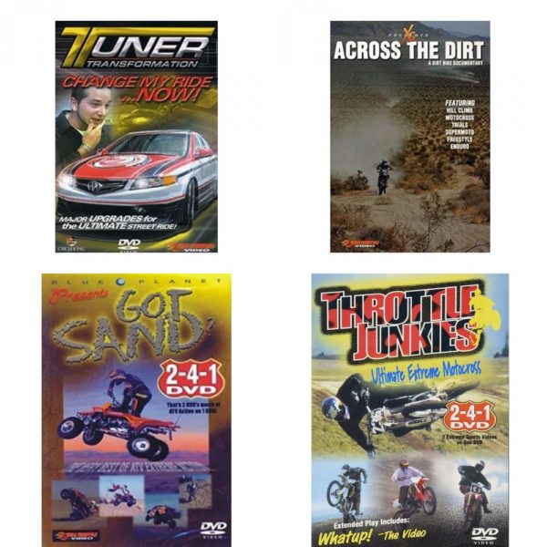 Auto, Truck & Cycle Extreme Stunts & Crashes 4 Pack Fun Gift DVD Bundle: Tuner Transformation: Change My Ride Now  Across the Dirt: A Dirt Bike Documentary  Got Sand? by Blue Planet  Throttle Junkies